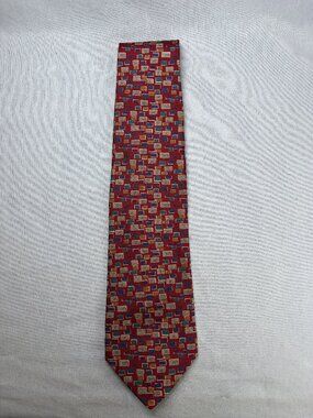 Valentino Pietro - Silk Tie - Red Geometric Rectangles